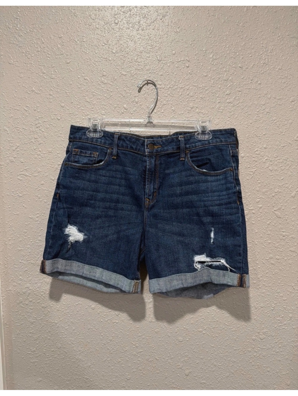 Old Navy Women's Dark Wash Distressed Denim Shorts Size 10